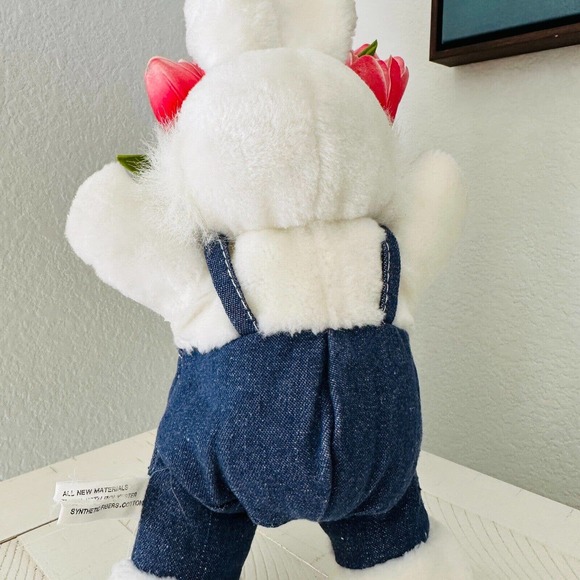 VTG 13" Circus Circus Las Vegas Reno Bunny Rabbit Stuffed Animal Plush Overalls - Picture 6 of 10